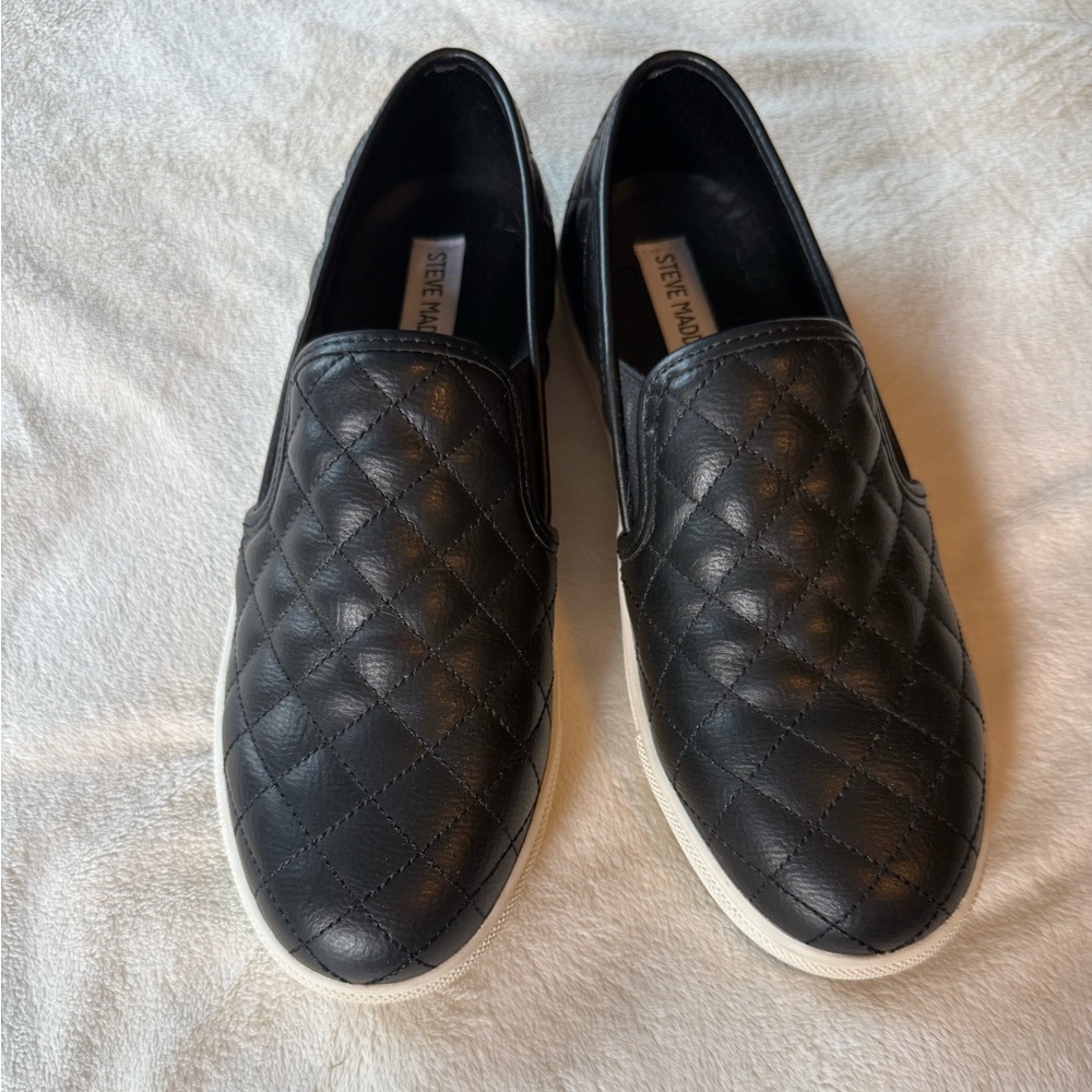 Steve Madden Black Quilted Slip-Ons